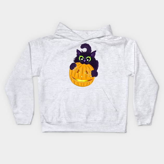 Halloween kitty Kids Hoodie by MelanieJeyakkumar